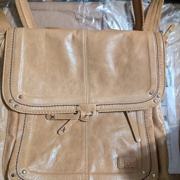 The Sak leather backpack in tan THE SAK Backpack Convertible Crossbody Shoulder Tan Leather  main image 3